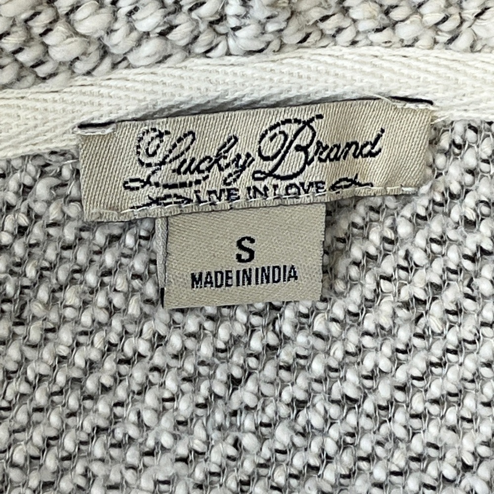 Lucky Brand Woven Asymmetrical Zip Hoodie.  Gray White Size Small #1238 - Picture 9 of 10